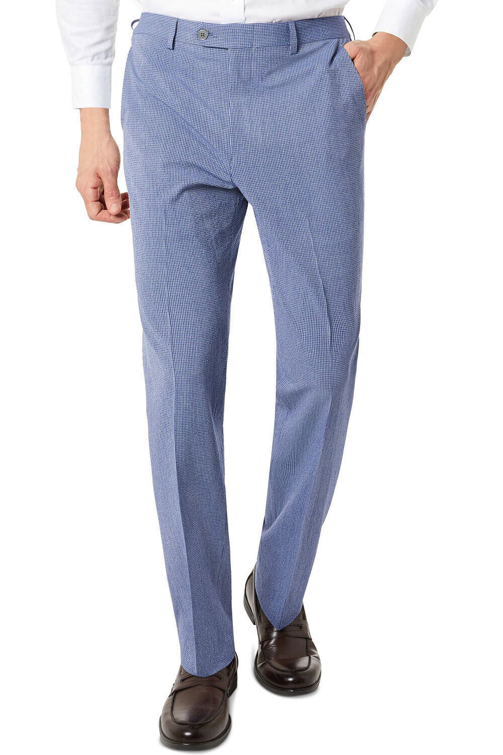 Lauren Ralph Lauren Men's Classic-Fit Seersucker Check Dress Pants 42 x 30 Blue