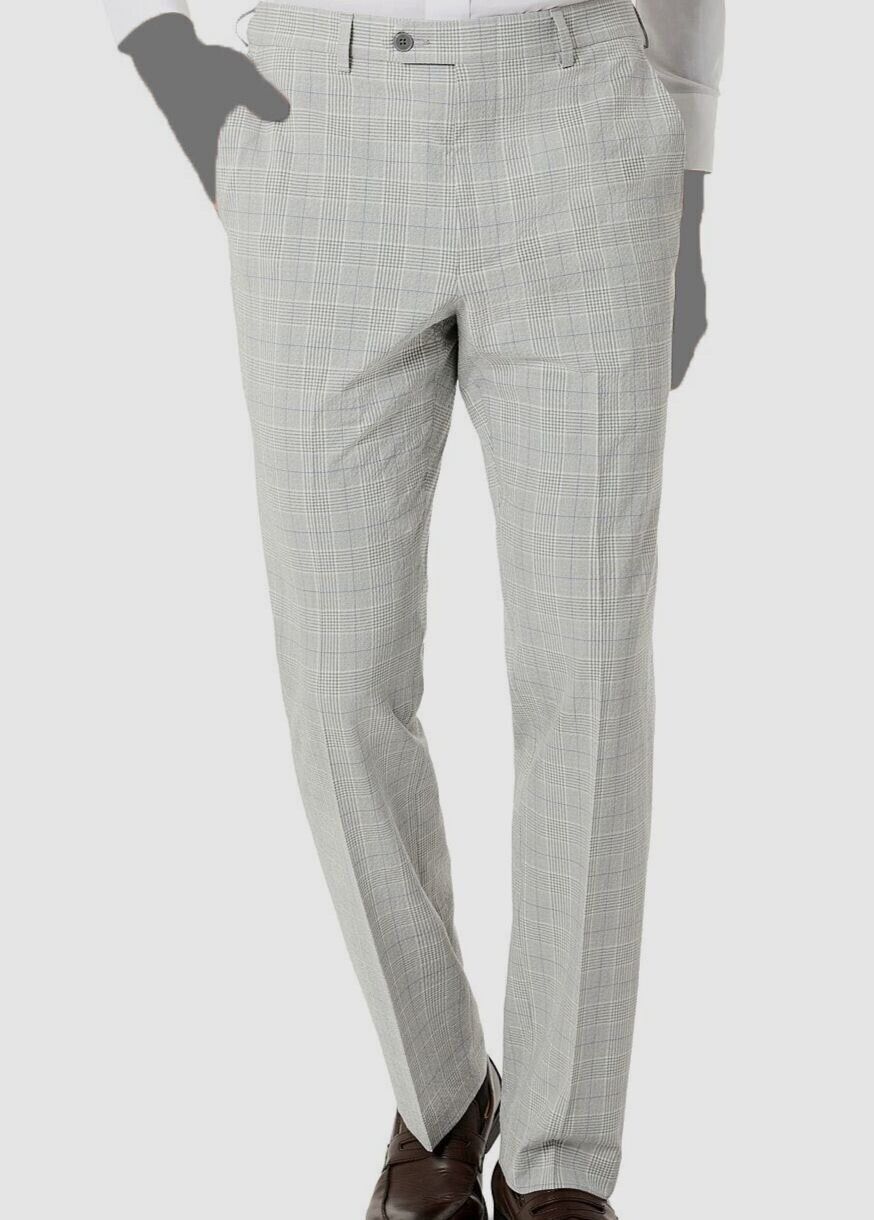 Lauren Ralph Lauren Men's Gray Plaid Seersucker Classic-Fit Pants 38 x 34