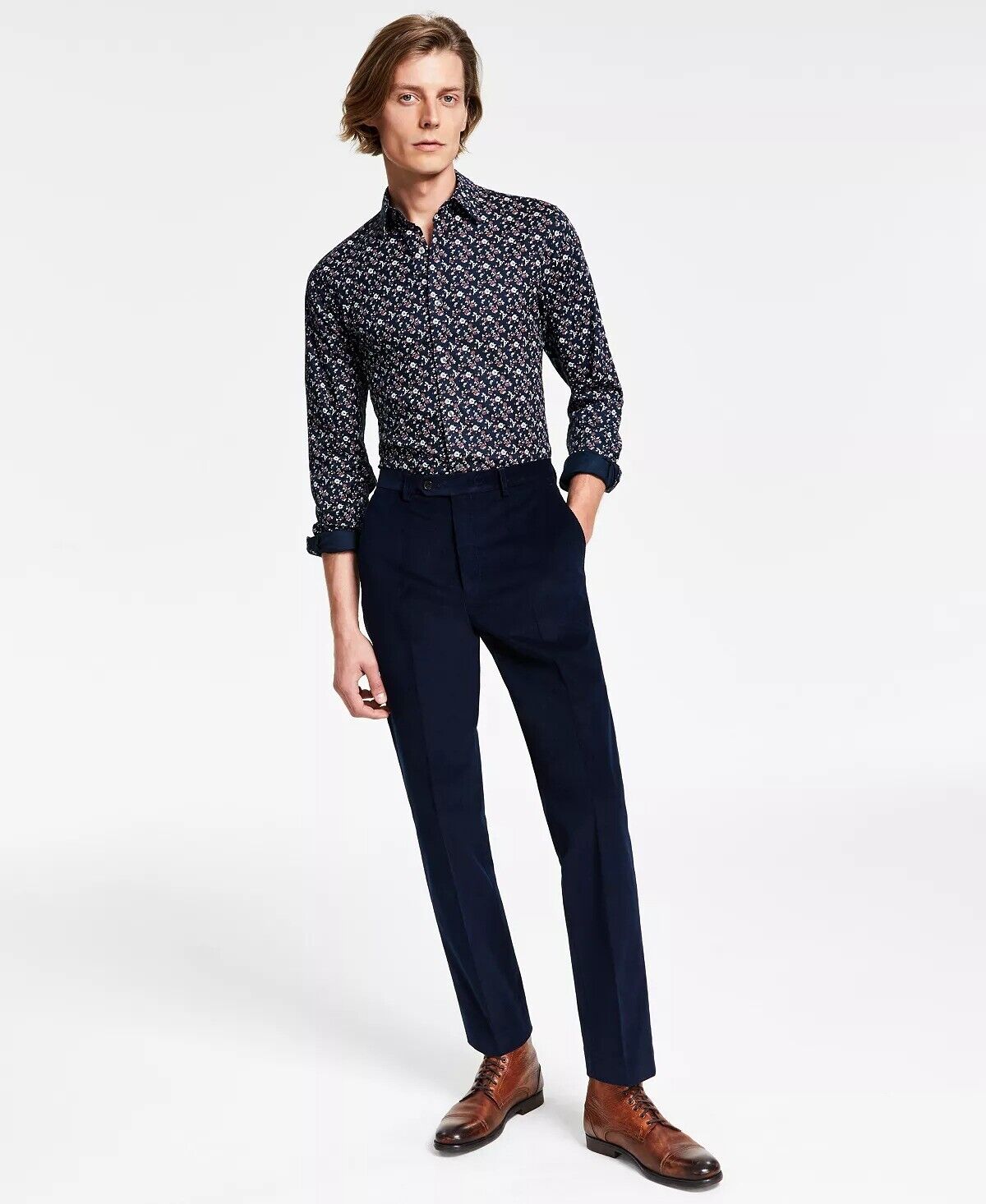 Lauren Ralph Lauren Regular Fit Corduroy Performance Pants 36 x 29 Navy Blue