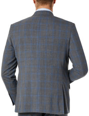 Lauren Ralph Lauren Mens Wool Stretch Suit Jacket 36R Grey Blue Plaid