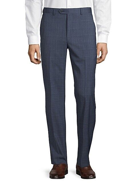 Lauren Ralph Lauren Mens Ultra Flex Windowpane Wool Suit Pants 44 x 30 Navy Blue