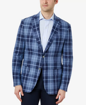 LAUREN RALPH LAUREN Men's Classic-Fit Ultraflex Stretch Linen Blazer 42L Navy