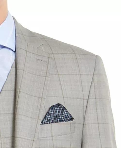 LAUREN RALPH LAUREN Men's UltraFlex Stretch Gray Windowpane Suit Jacket 42L