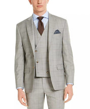 LAUREN RALPH LAUREN Men's UltraFlex Stretch Gray Windowpane Suit Jacket 48R