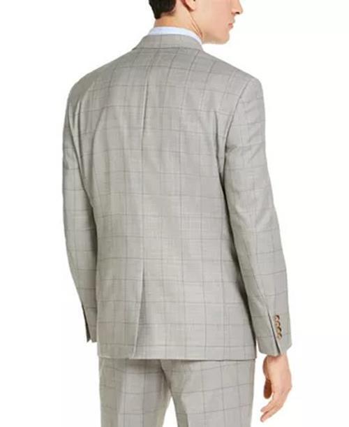 LAUREN RALPH LAUREN Men's UltraFlex Stretch Gray Windowpane Suit Jacket 50R
