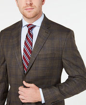 Lauren Ralph Lauren Mens Light Brown Plaid Sport Coat 40L Classic-Fit Stretch