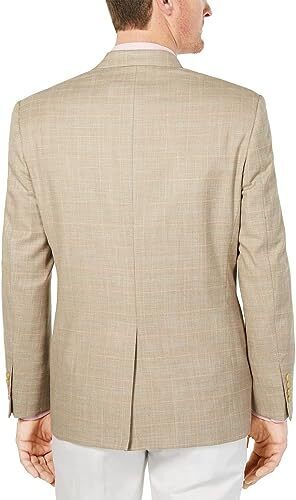 Lauren Ralph Lauren Mens Lexington Plaid Blazer Sportcoat Tan 40R