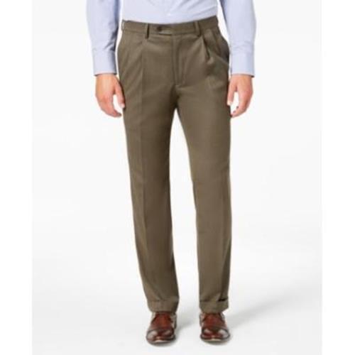 Lauren Ralph Lauren Classic Fit Micro Twill Pleated Dress Pants 38 x 34 Taupe