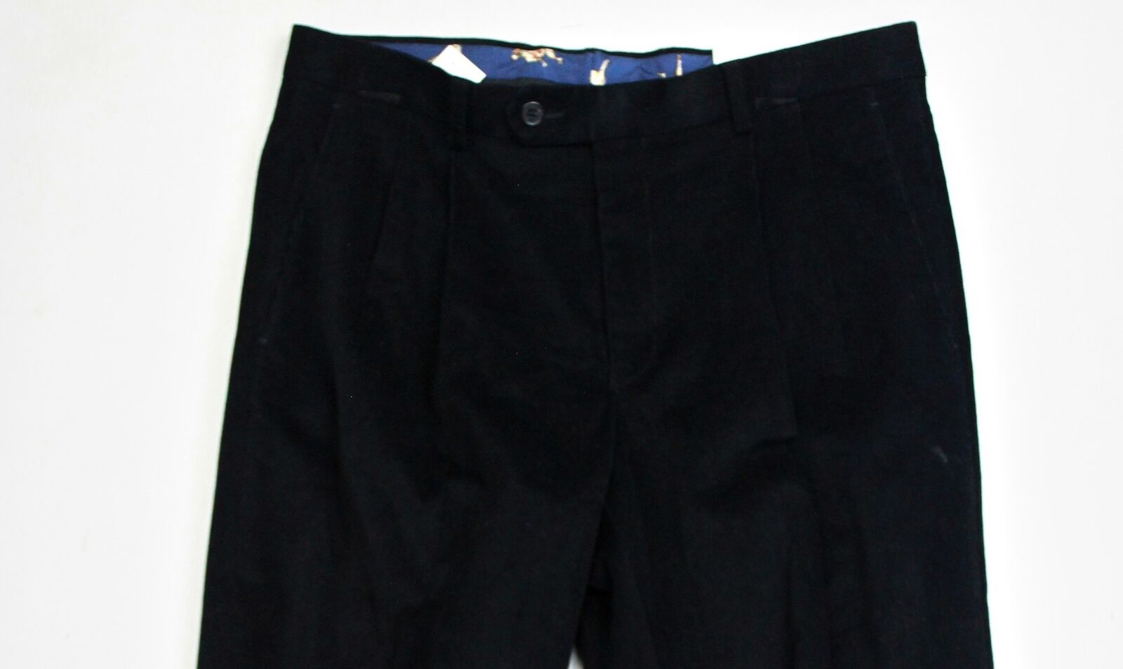 Lauren Ralph Lauren Regular Fit Corduroy Pleated Dress Pants 33 x 32 Black