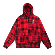 Polo Ralph Lauren Men's Bear Fleece Patchwork Hoodie Sweatshirt XL Red Plaid