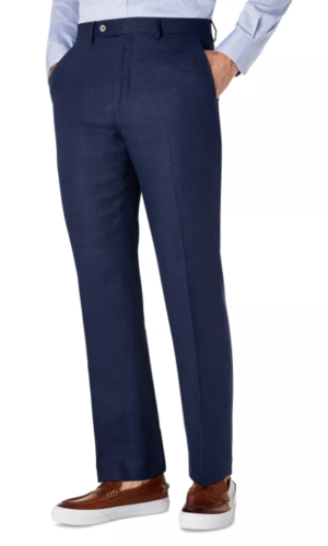 LAUREN RALPH LAUREN Men's Dress Pants 42 x 30 Linen UltraFlex Classic-Fit Navy
