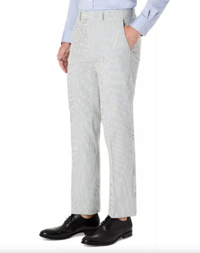 Lauren Ralph Lauren Mens Classic Fit UltraFlex Seersucker Pants Blue 38 x 34