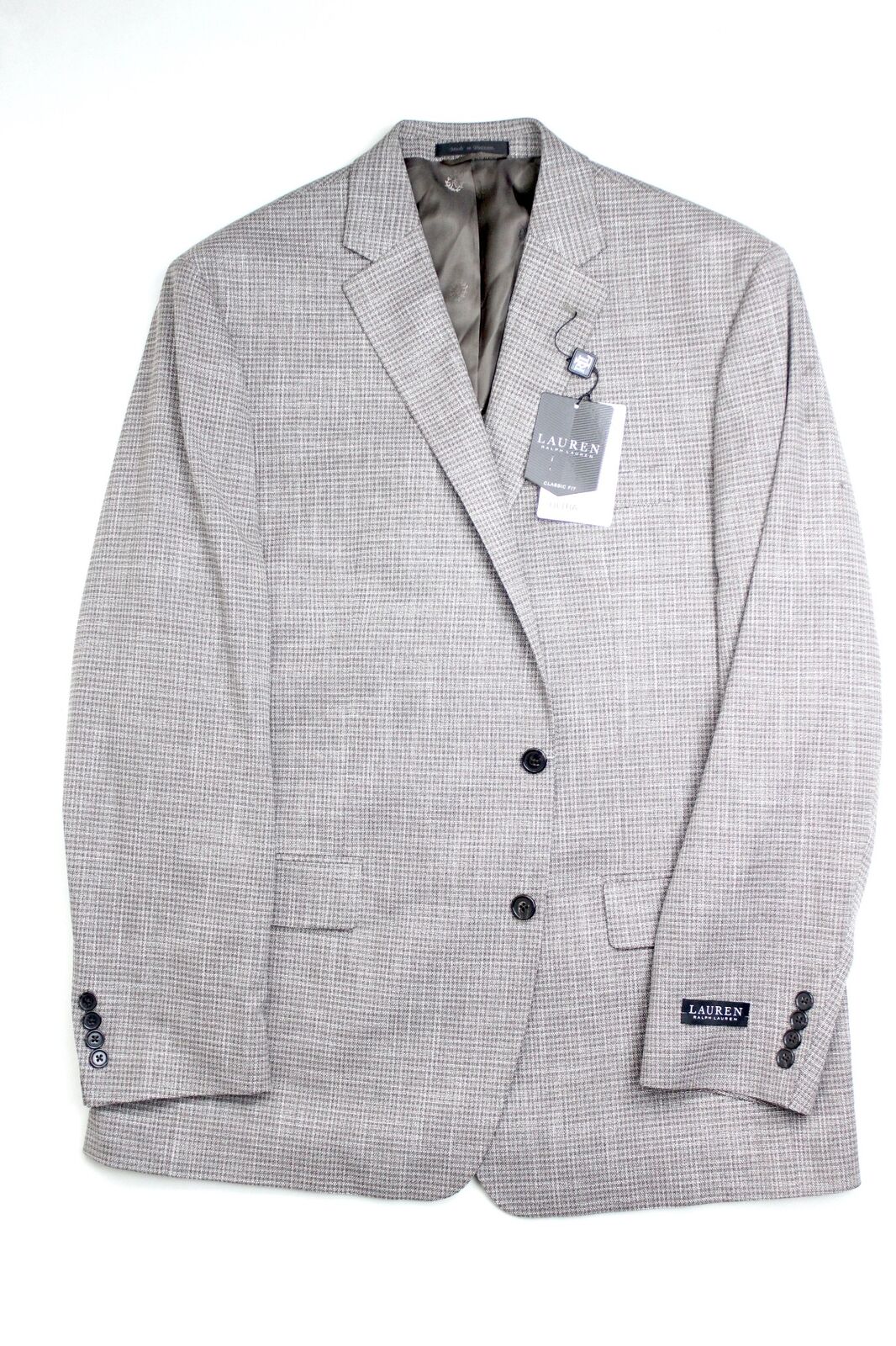 Lauren Ralph Lauren Mens Brown Check Weave Suit Jacket 38S