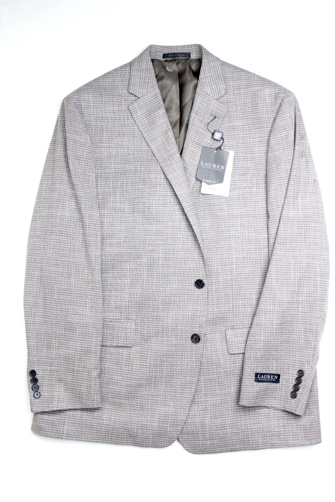 Lauren Ralph Lauren Mens Brown Check Weave Suit Jacket 43R