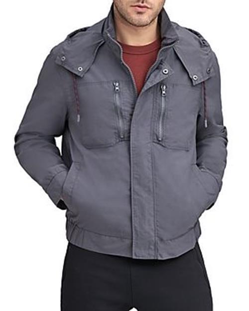 Marc New York Men's Hooded Bomber Jacket Grey Large