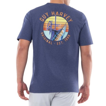 Guy Harvey Mens Graphic Tee T shirt Blue Medium