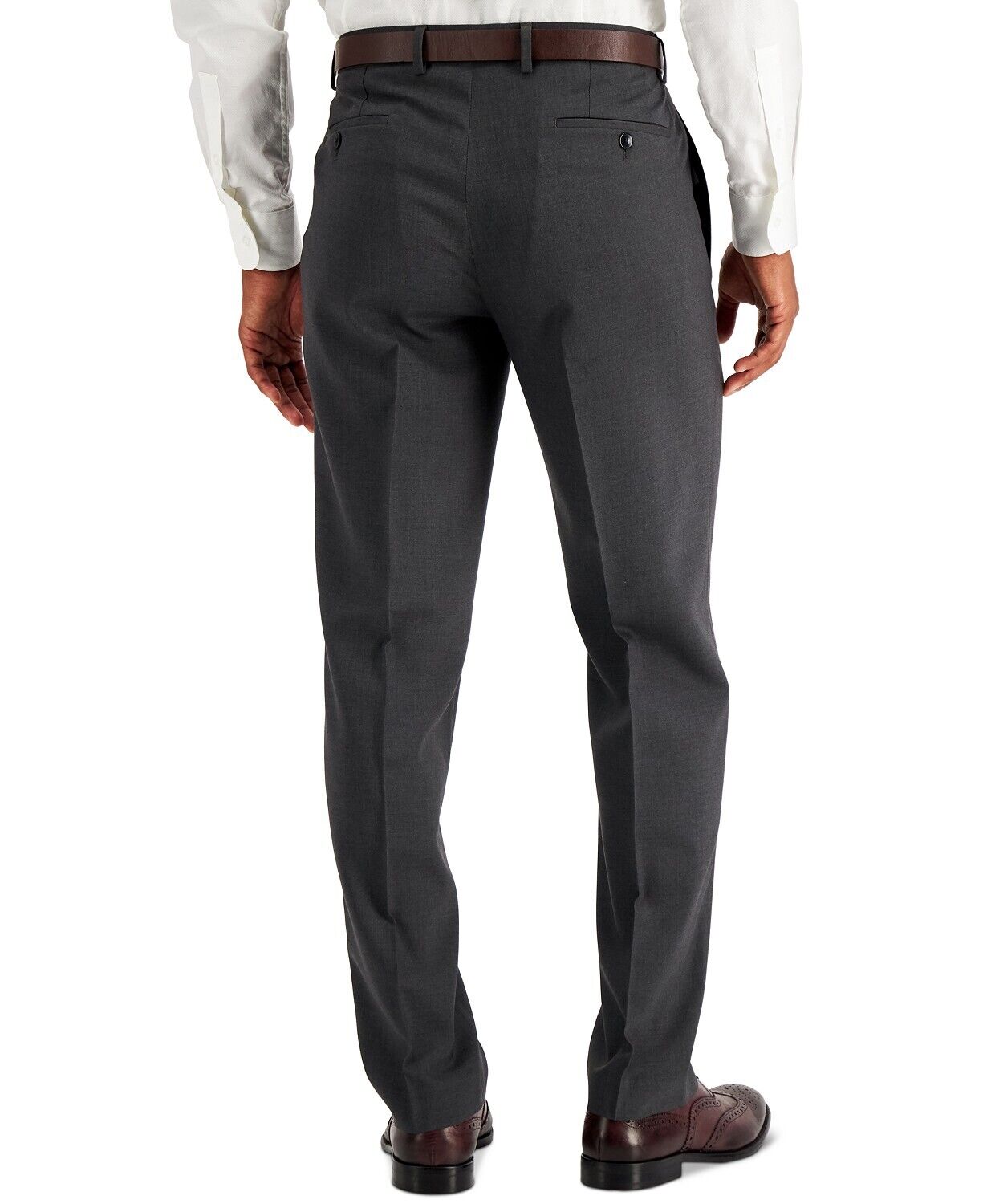 Andrew Marc Mens Slim fit 2 Piece Suit 44 L / 37 Waist Charcoal Grey Stretch