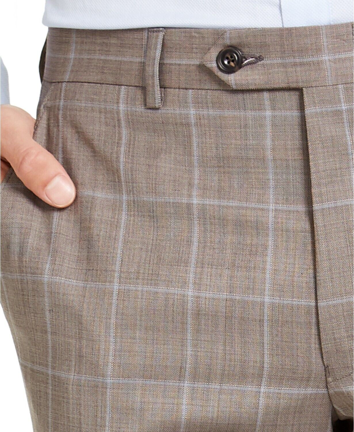 Michael Kors Men's Classic-Fit Stretch Brown Windowpane Suit Pants 30 x 32