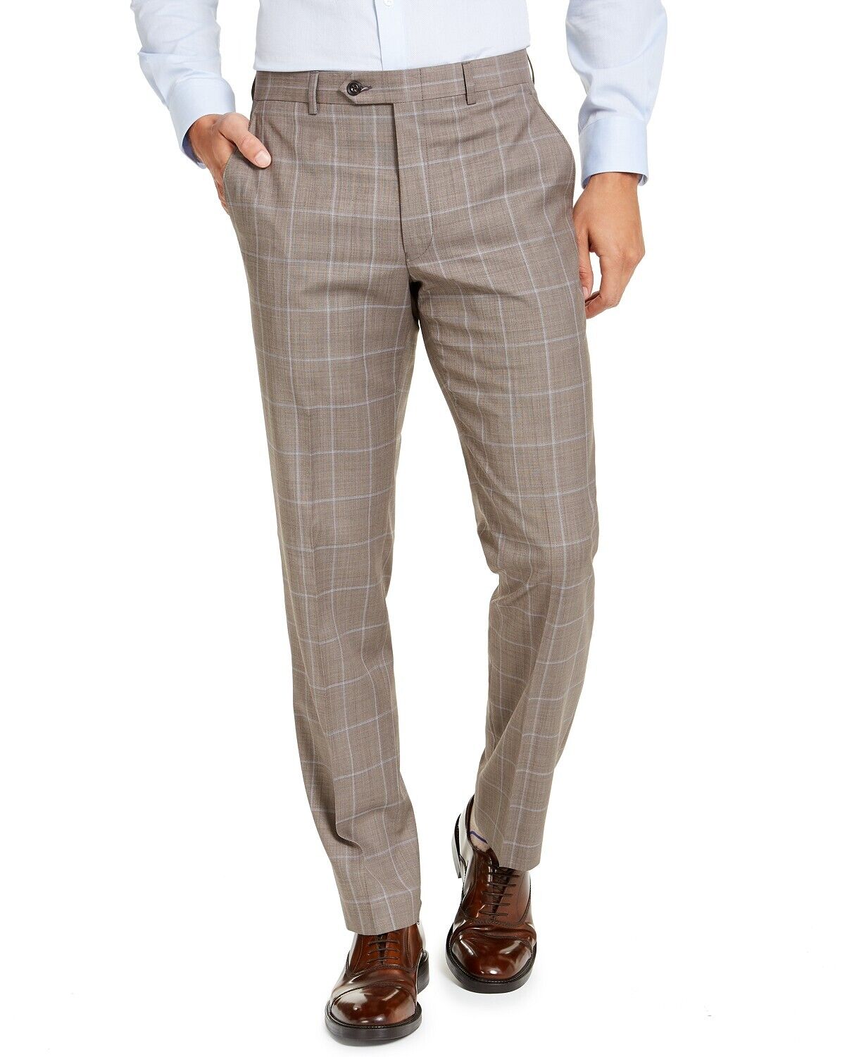 Michael Kors Mens Classic fit Dress Pants 32 / 30 Brown Check