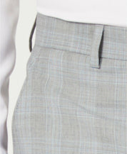 Michael Kors Classic-Fit Light Gray Light Blue Plaid Dress Pants 30 X 30