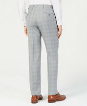 Michael Kors Classic-Fit Light Gray Light Blue Plaid Dress Pants 30 X 30