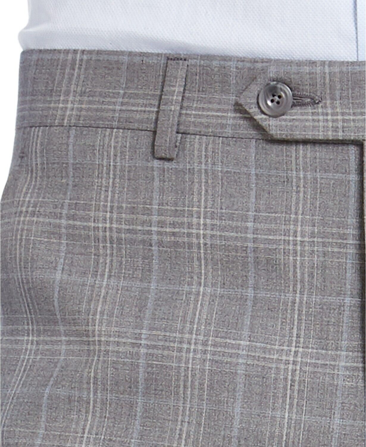 Michael Kors Classic-Fit Airsoft Stretch Gray Blue Plaid Dress Pants 33 X 32