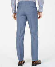 Michael Kors Classic-Fit Airsoft Light Blue Windowpane Wool Dress Pants 33 x 30