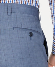 Michael Kors Classic-Fit Airsoft Light Blue Windowpane Wool Dress Pants 33 x 30