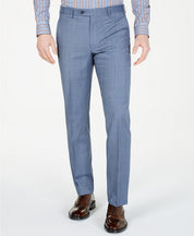 Michael Kors Classic-Fit Airsoft Light Blue Windowpane Wool Dress Pants 33 x 30
