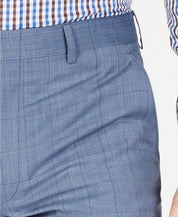 Michael Kors Classic-Fit Airsoft Light Blue Windowpane Wool Dress Pants 33 x 30