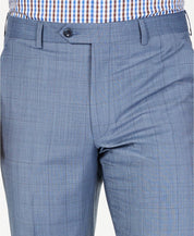 Michael Kors Classic-Fit Airsoft Light Blue Windowpane Wool Dress Pants 33 x 30