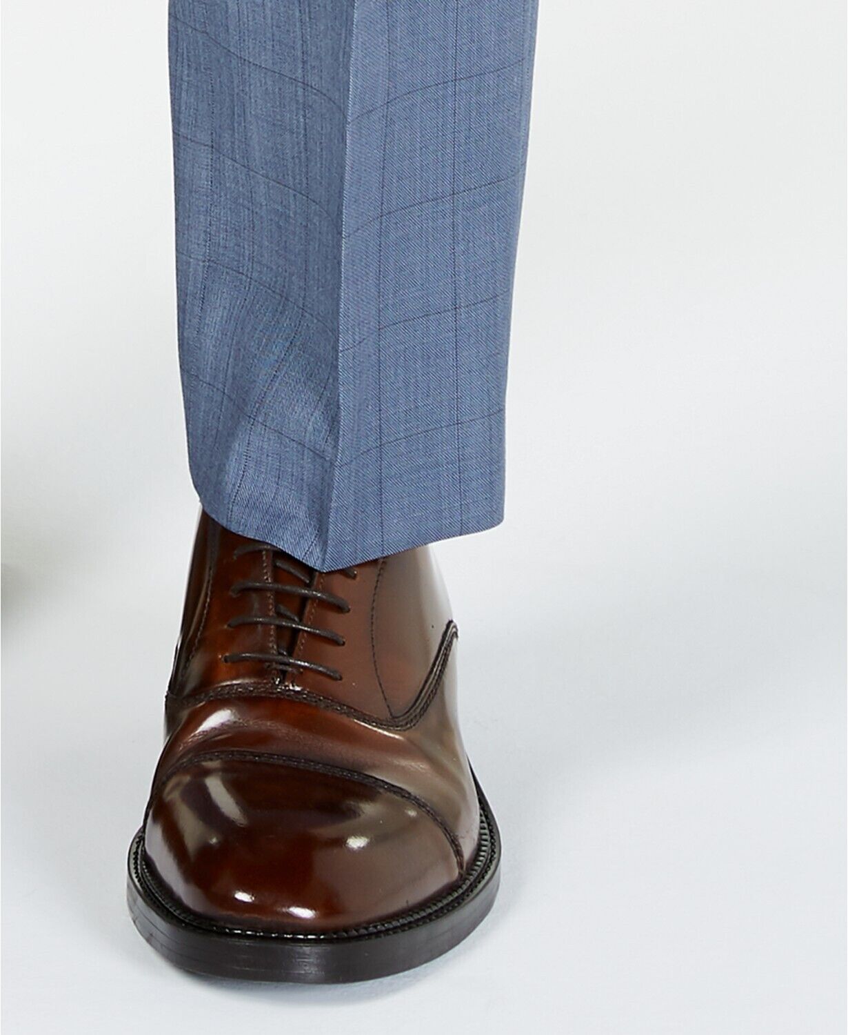 Michael Kors Classic-Fit Airsoft Light Blue Windowpane Wool Dress Pants 33 x 30