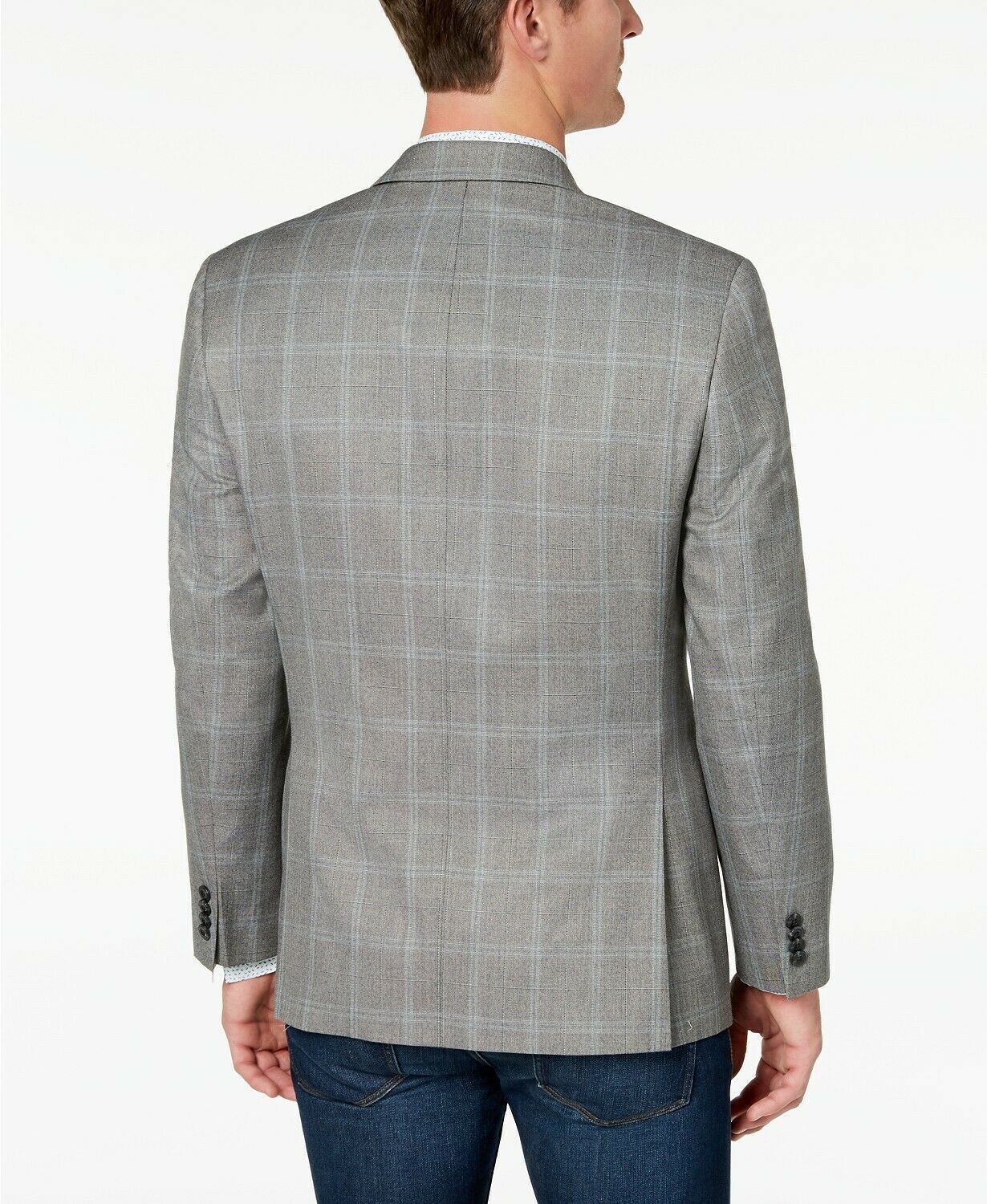 Michael Kors Men's Classic-Fit Grey Plaid Sport Coat 44L
