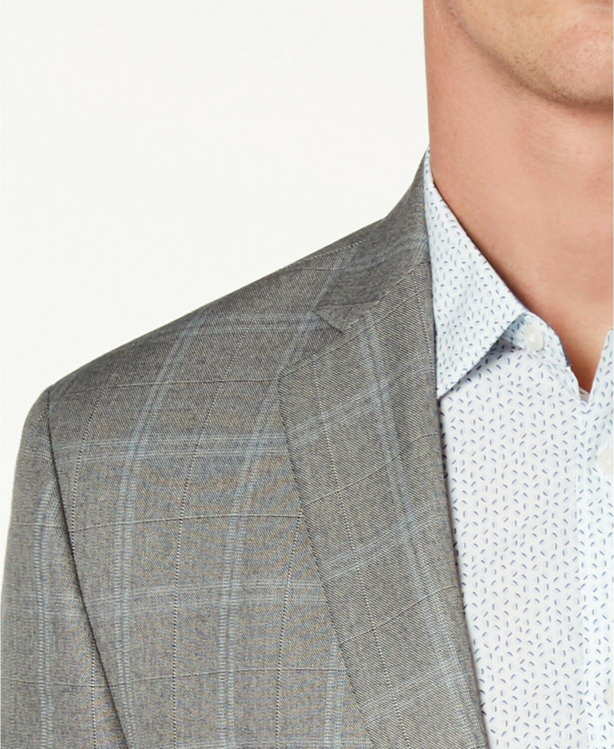 Michael Kors Men's Classic-Fit Grey Plaid Sport Coat 44L