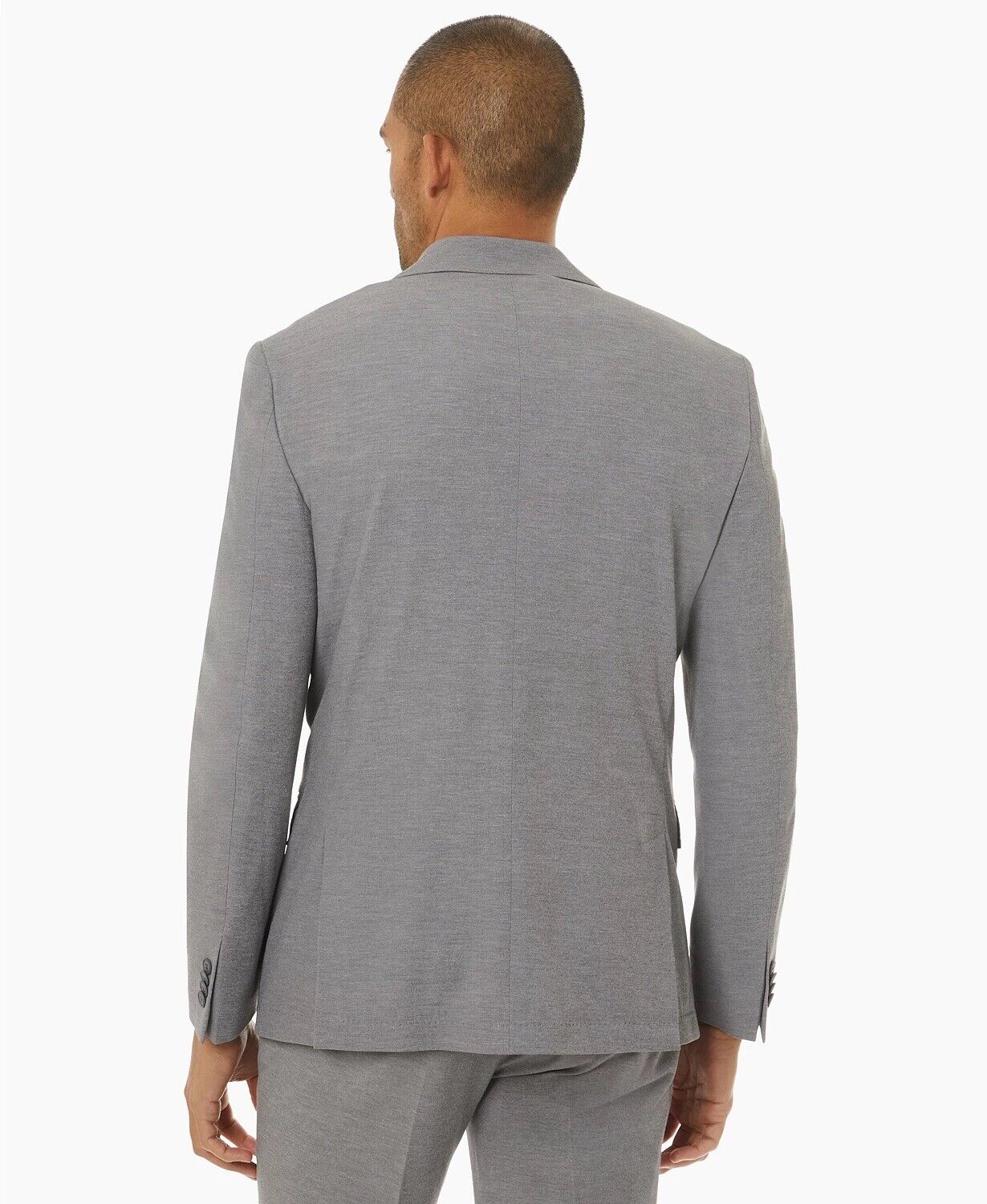 Michael Kors Men's Modern-Fit Stretch Solid Suit Jacket Light Grey 44R