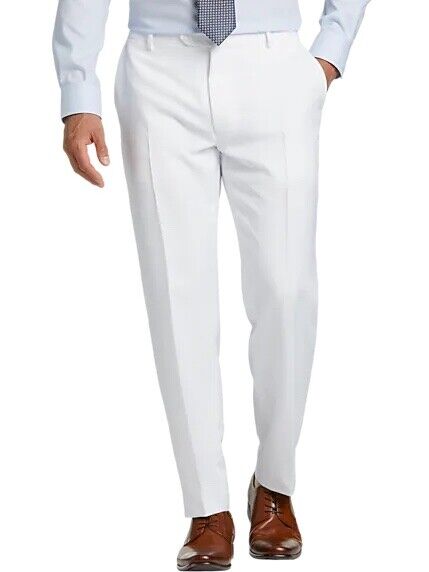 Michael Kors Men's White Merlin Dress Pants 36 x 32 Flat Front Pant
