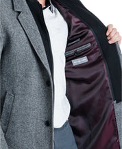 Michael Kors Men's Pike Slim Fit Top Coat 48R Herringbone Wool Overcoat
