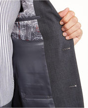 Nautica Men's Modern-Fit Bi-Stretch Dark Gray Windowpane Suit JACKET ONLY 38R