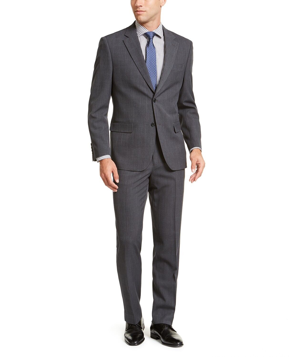 Nautica Men's Modern-Fit Bi-Stretch Dark Gray Windowpane Suit JACKET ONLY 38R