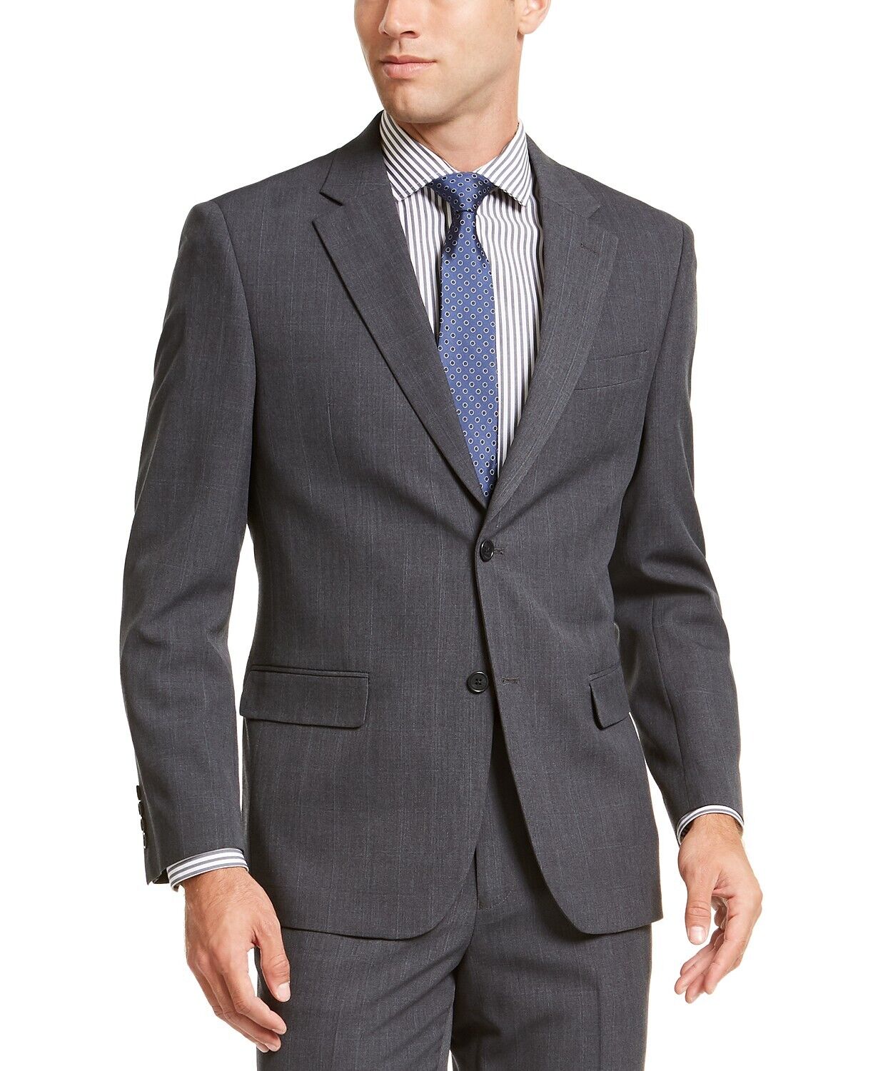 Nautica Men's Modern-Fit Bi-Stretch Dark Gray Windowpane Suit JACKET ONLY 38S