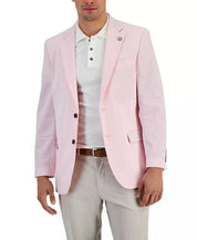 NAUTICA Men's Modern-Fit Stretch Stripe Seersucker Sport Coat 42S Pink