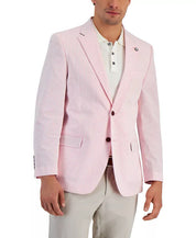 NAUTICA Men's Modern-Fit Stretch Stripe Seersucker Sport Coat 42S Pink