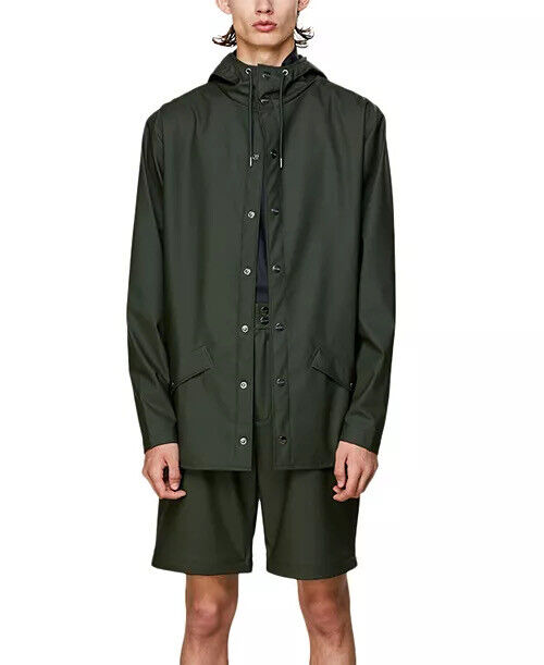 Rains Unisex Short Hooded Raincoat Large / XL Green Coat
