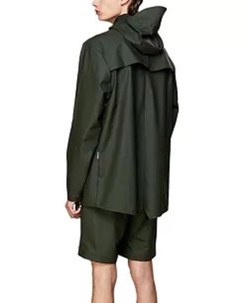 Rains Unisex Short Hooded Raincoat Medium / Large Green Coat