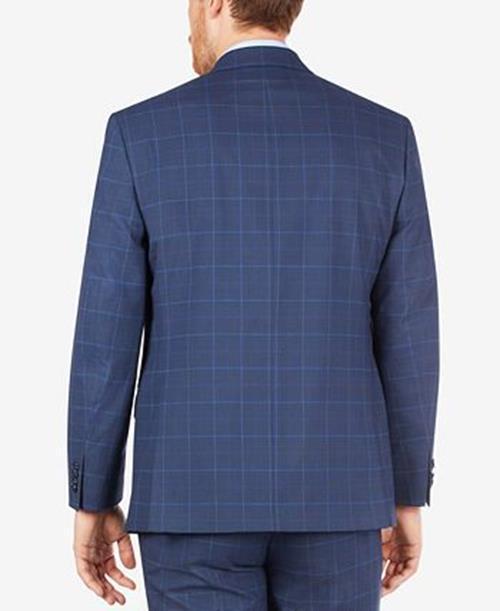 Sean John Men's Classic-Fit Check Suit Jacket 40L Navy Blue
