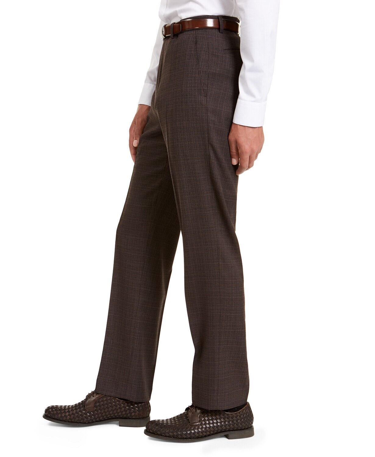 Sean John Men's Classic-Fit Stretch Brown Neat Dress Pants 40 x 30 Flat Pant