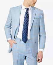 SEAN JOHN Men's Classic-Fit Suit Jacket Light Blue Plaid 36R