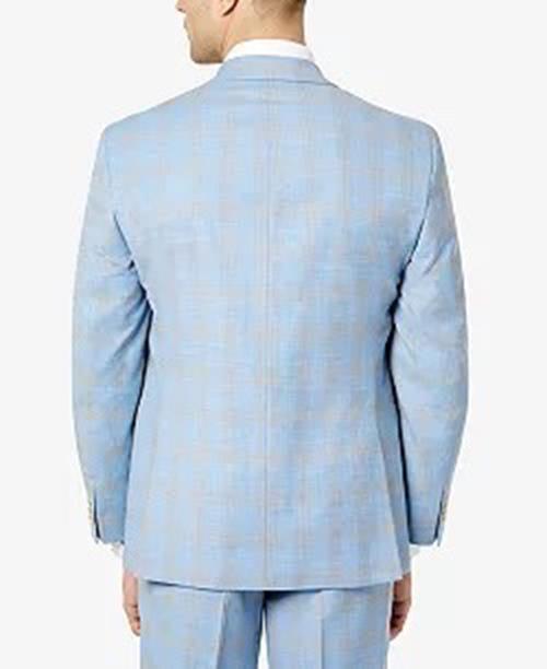 SEAN JOHN Men's Classic-Fit Suit Jacket Light Blue Plaid 36R