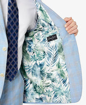 SEAN JOHN Men's Classic-Fit Suit Jacket Light Blue Plaid 36R