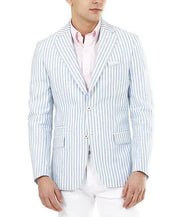 Tallia Men's Slim-Fit Blue Stripe Blazer Blue White 46L Sport Coat